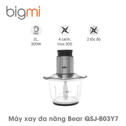 Máy xay thực phẩm đa năng Bear QSJ-B03Y7 2L - Chính hãng Việt Nam