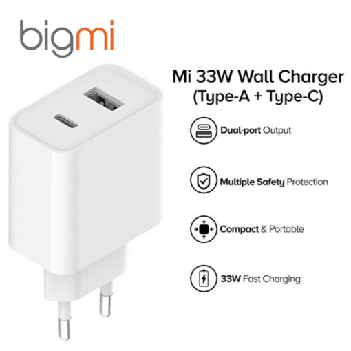 Củ sạc nhanh Xiaomi Mi 33W Wall Charger (TypeA+Type-C) - Chính hãng Việt Nam