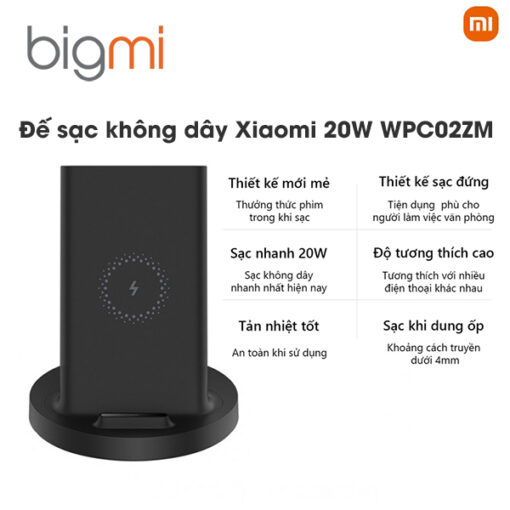 Đế sạc nhanh không dây Xiaomi WPC02ZM 20W chính hãng