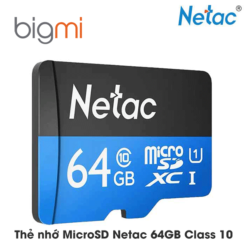 Thẻ nhớ MicroSD Netac 64GB Class 10, U1/C10, Netac, retail pack