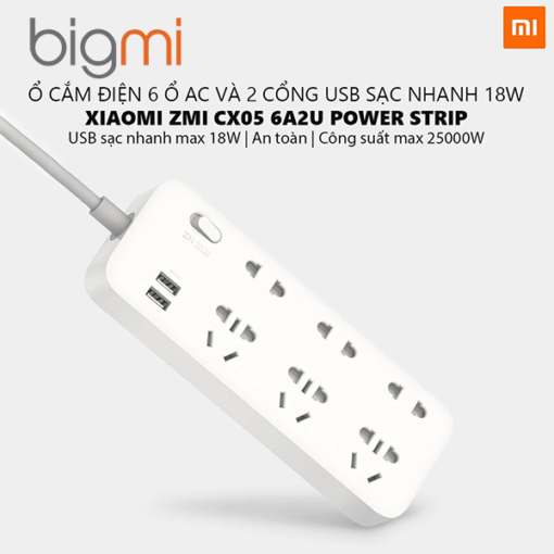 Ổ cắm điện Xiaomi Zmi Power Strip CX05 6 cổng 2 usb