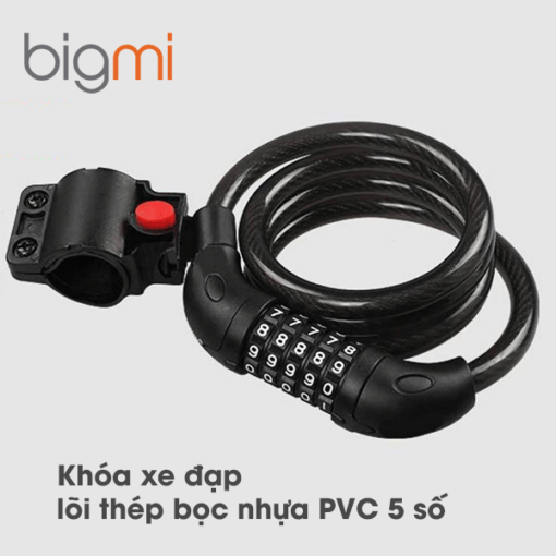 Khóa xe đạp lõi thép bọc nhựa PVC 5 số an toàn