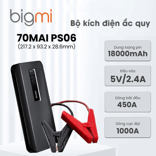 Bộ kích điện bình ắc quy xe ô tô Xiaomi 70mai Midrive Ps06 18000mah Quốc tế