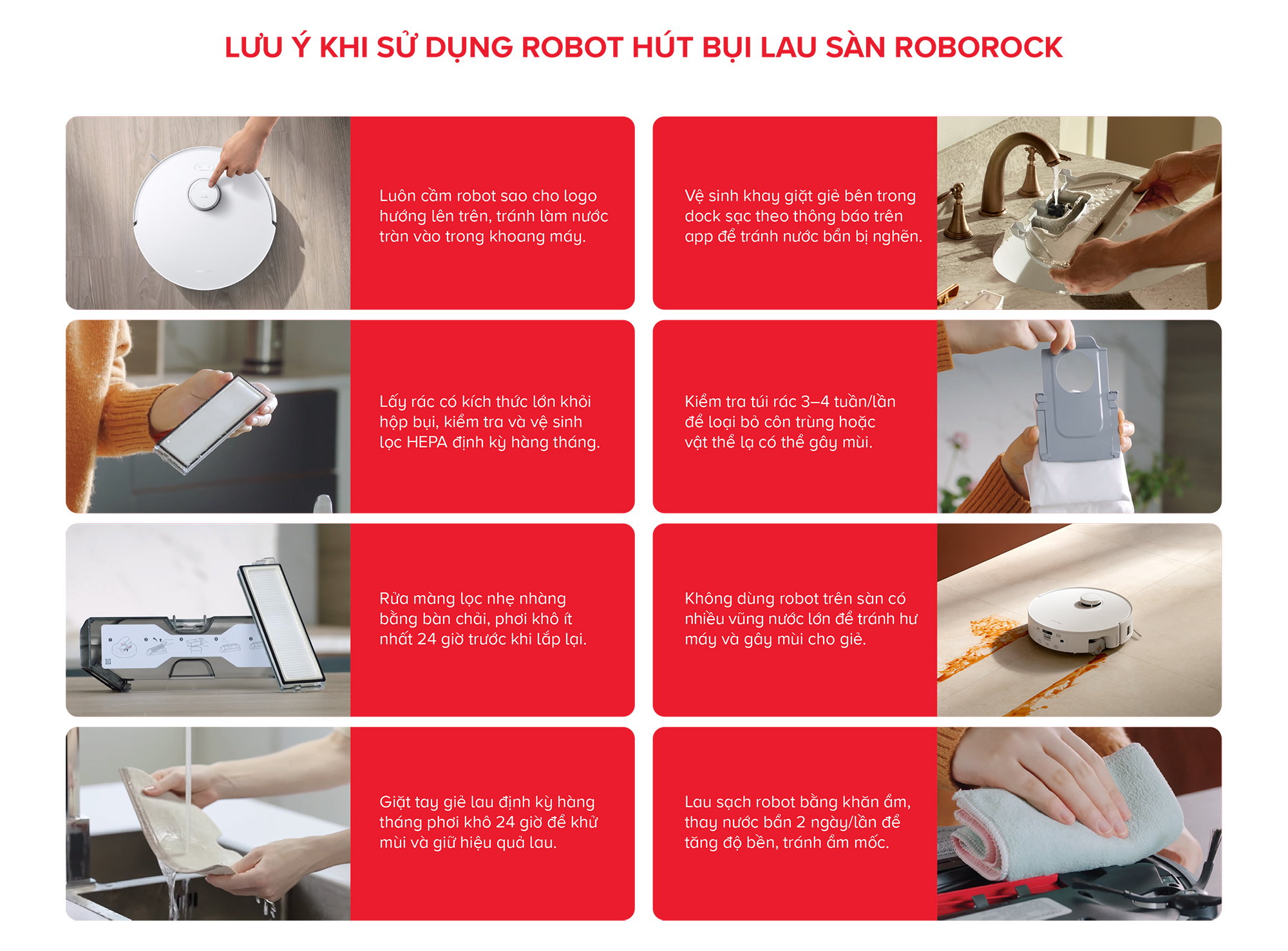 Robot hút bụi lau nhà Roborock Q10 VF+ (Plus) 13 Luu y su dung ROBOT hut bui lau nha Roborock