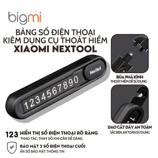 Bảng số điện thoại ô tô hút từ kiêm dụng cụ thoát hiểm đa năng 3 trong 1 NexTool