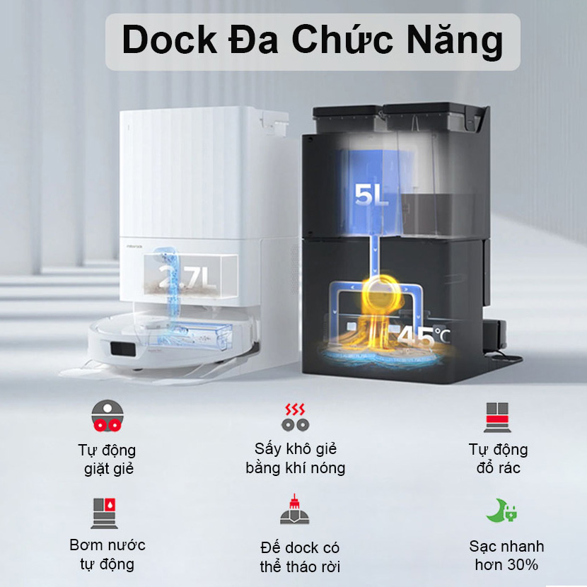 Dock sac da chuc nang giup nang cao hieu qua lam viec cho Roborock Q Revo