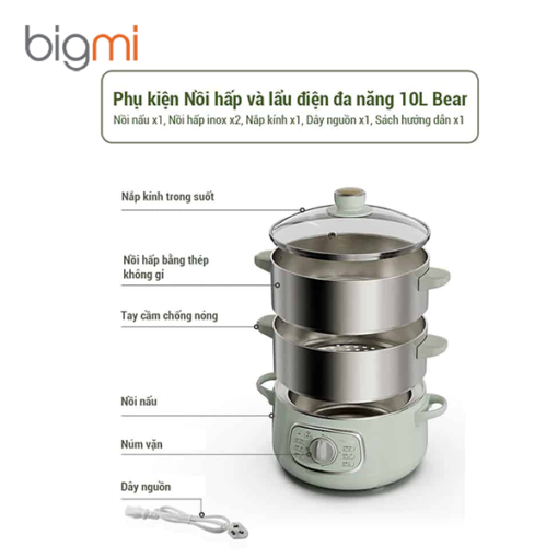 Nồi hấp và lẩu điện đa năng Bear DZG-D80G5 10L Chính hãng Việt Nam