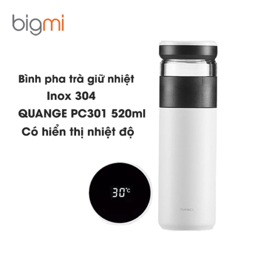 Bình pha trà giữ nhiệt QUANGE PC301 520ml có hiển thị nhiệt độ
