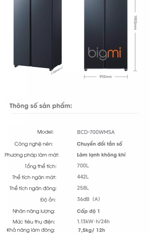 Tu lanh Xiaomi Mijia Max 700 L14