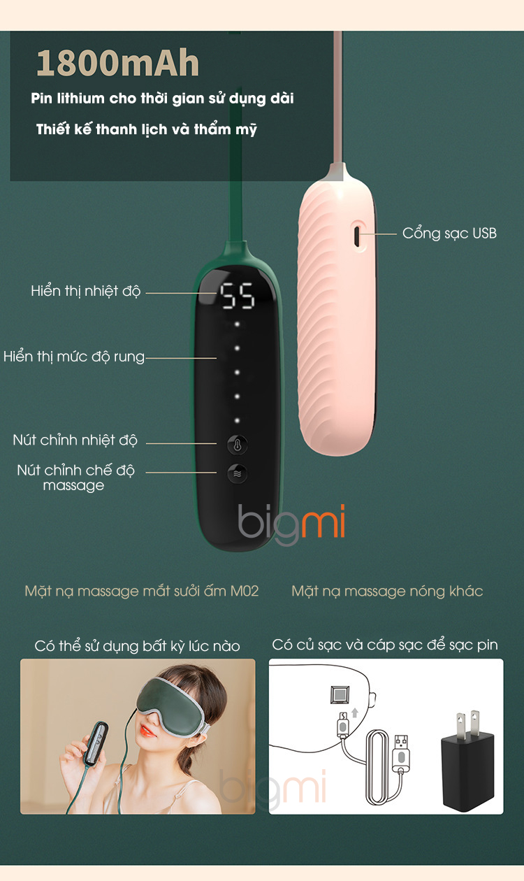 Mat na massage mat thong minh M02 cong sac USB 8