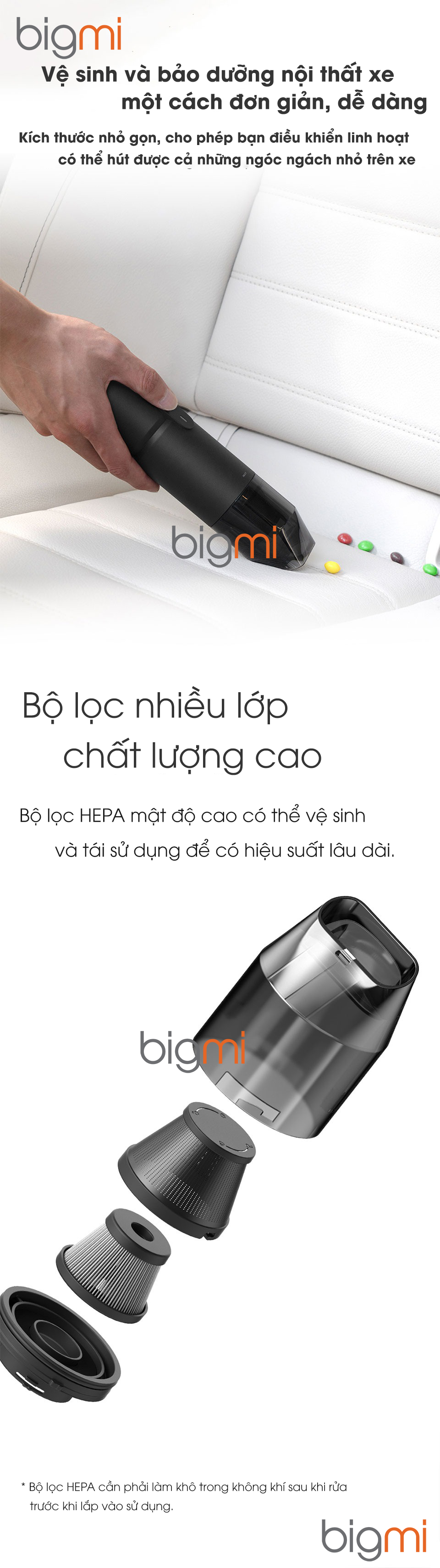 Máy hút bụi cầm tay kép Hoto QWCXJ001