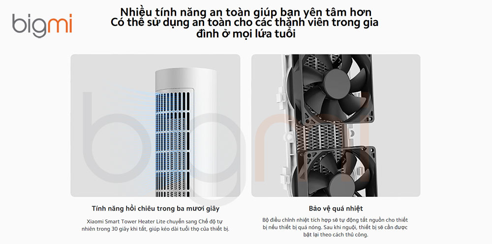 May suoi Xiaomi Smart Tower Heater Lite LSNFJ02LX goc suoi rong toi 70 do 14