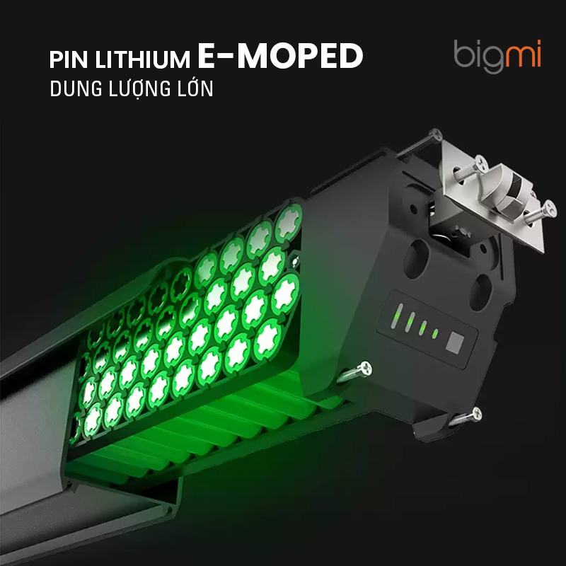 Pin lithium E Moped trong HIMO C26 model 2023 co dung luong len den 18650mA