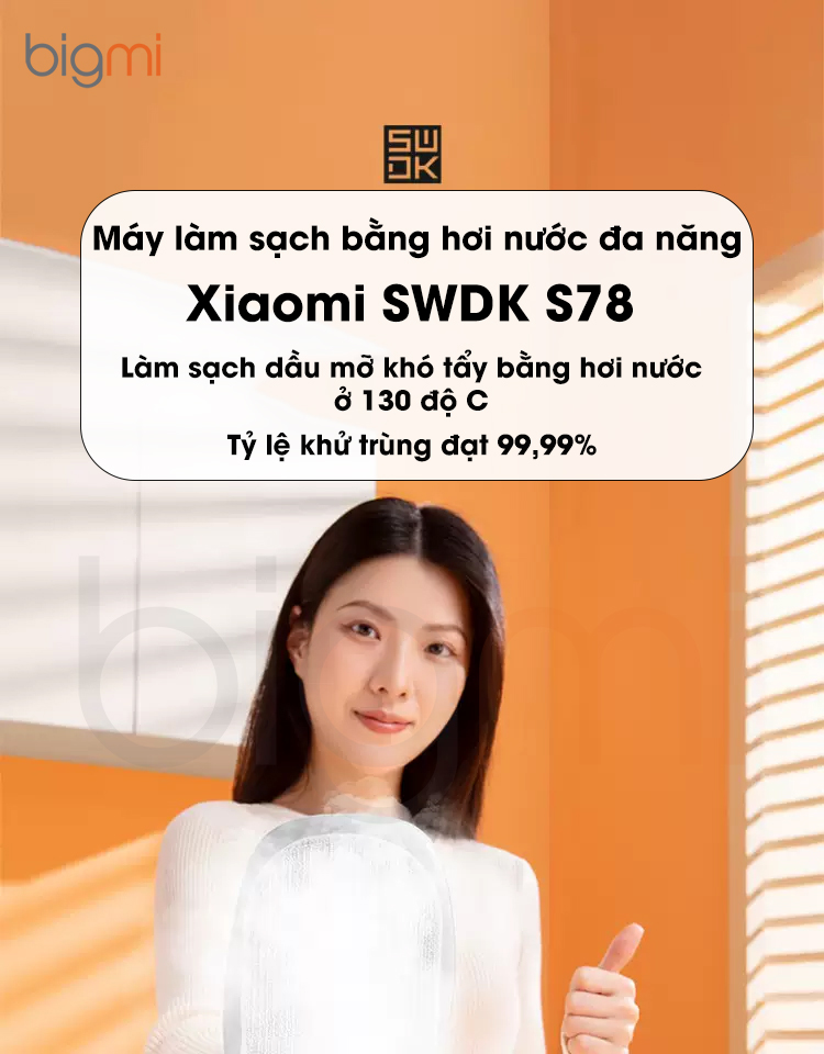 May lam sach bang hoi nuoc Xiaomi SWDK S68 lam sach o nhiet do cao