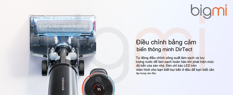 May lau nha kho va uot Roborock Dyad Air dieu chinh cong suat lam viec bang cam bien Dirtect