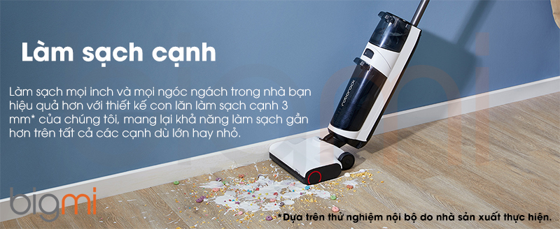 May lau nha kho va uot Roborock Dyad Air duoc thiet ke de lam sach cac goc canh mot cach de dang