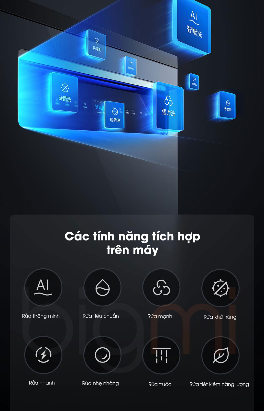 May rua bat Xiaomi Mijia P1 16 Bo Smart Dishwasher 17