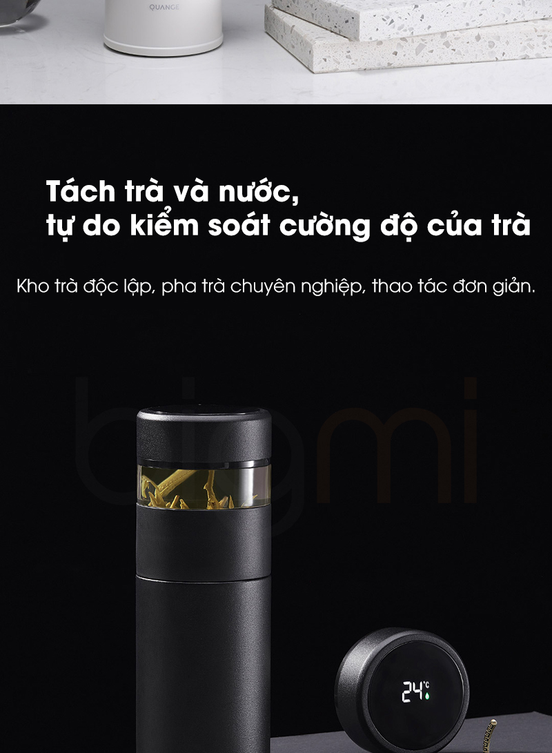 Binh pha tra Quange PC505 400ml hien thi nhiet do Inox 316 cao cap bigmi.vn 1