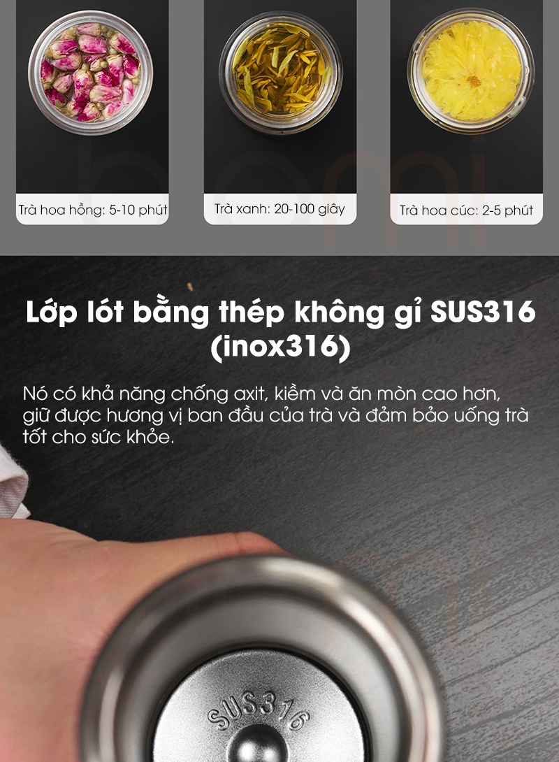 Binh pha tra Quange PC505 400ml hien thi nhiet do Inox 316 cao cap bigmi.vn 5
