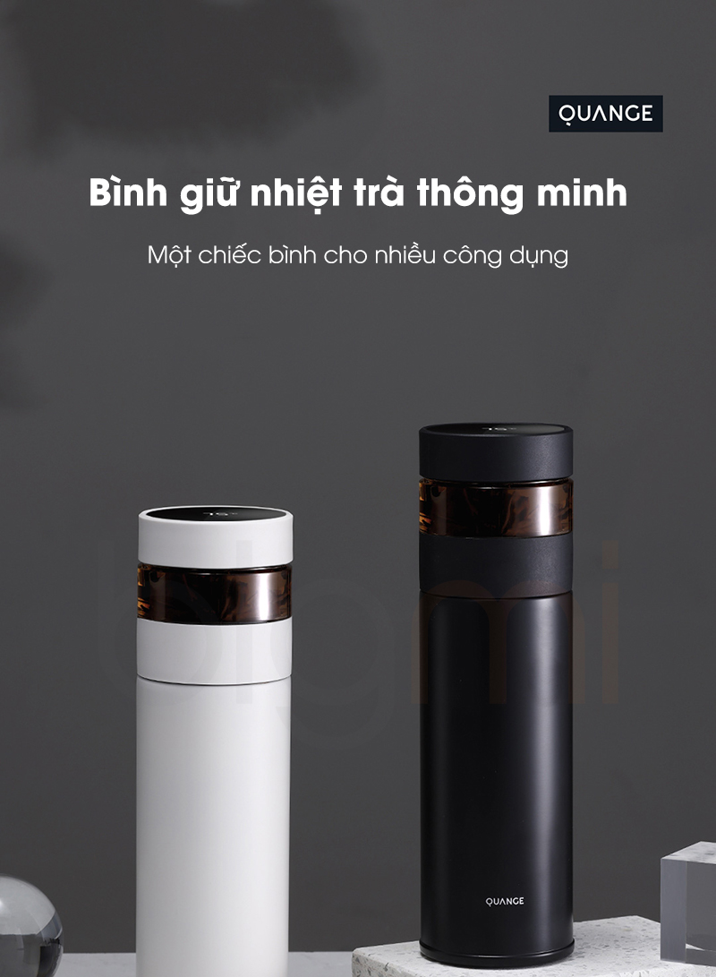 Binh pha tra Quange PC505 400ml hien thi nhiet do Inox 316 cao cap bigmi.vn