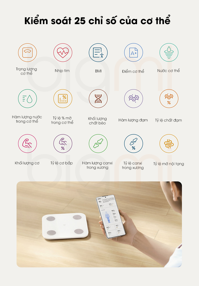 Can suc khoe dien tu Inbody Xiaomi Mijia S400 MJTZC01YM ket noi app 1