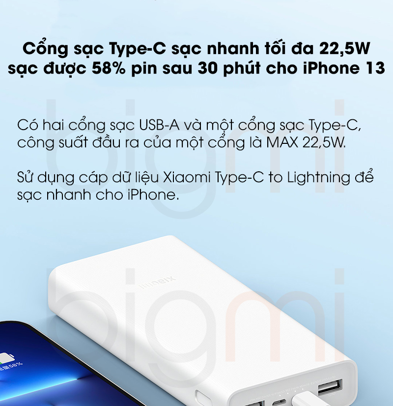 Pin sac du phong Xiaomi 20000mAh sac nhanh PD 22.5W PB2022ZM sac nhanh 22.5w