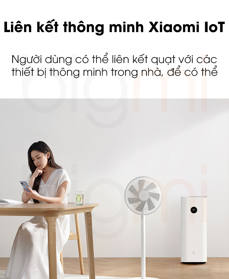 Quat dung sieu tiet kiem dien DC Inverter Xiaomi Mijia 1X BPLDS07DM lien ket thiet bi thong minh trong nha