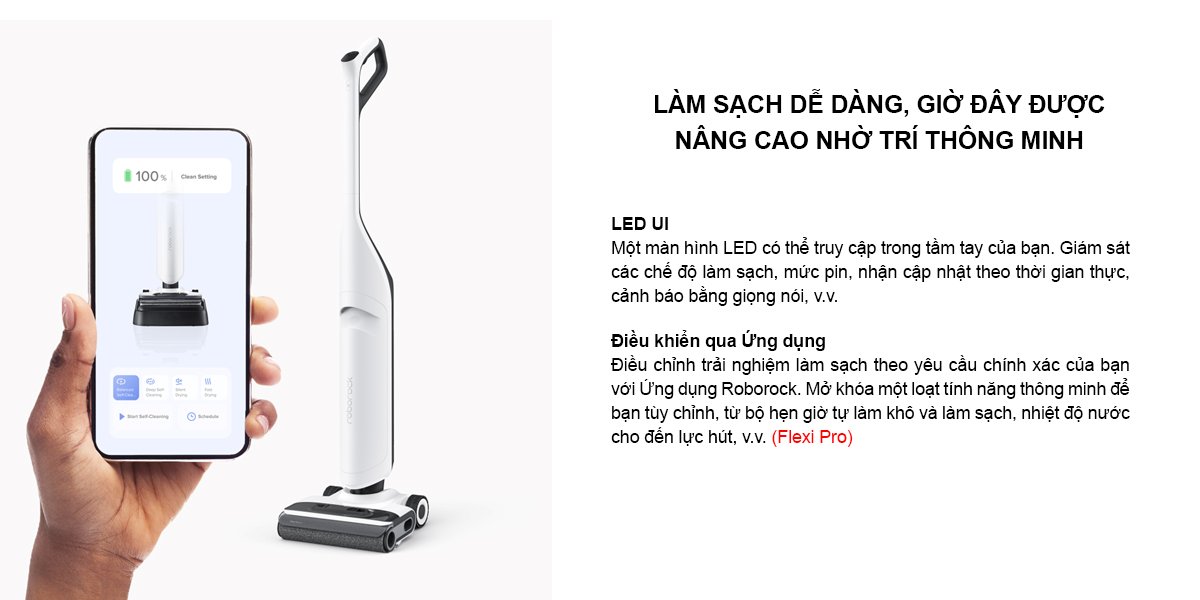 Roborock Flexi Pro va Roborock Flexi Lite co the duoc lam sach de dang