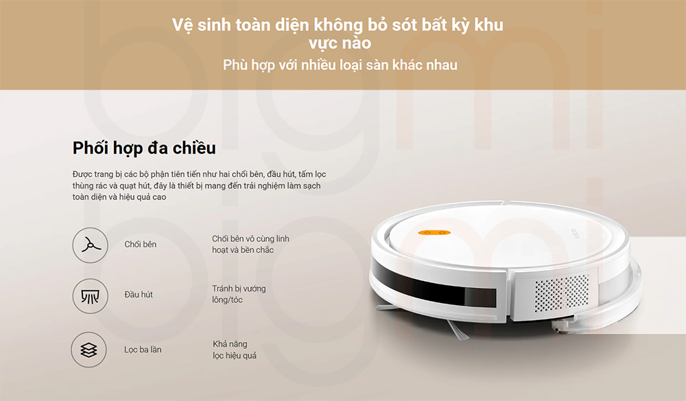 Robot hut bui lau nha Xiaomi Vacuum E5 lam sach toan dien