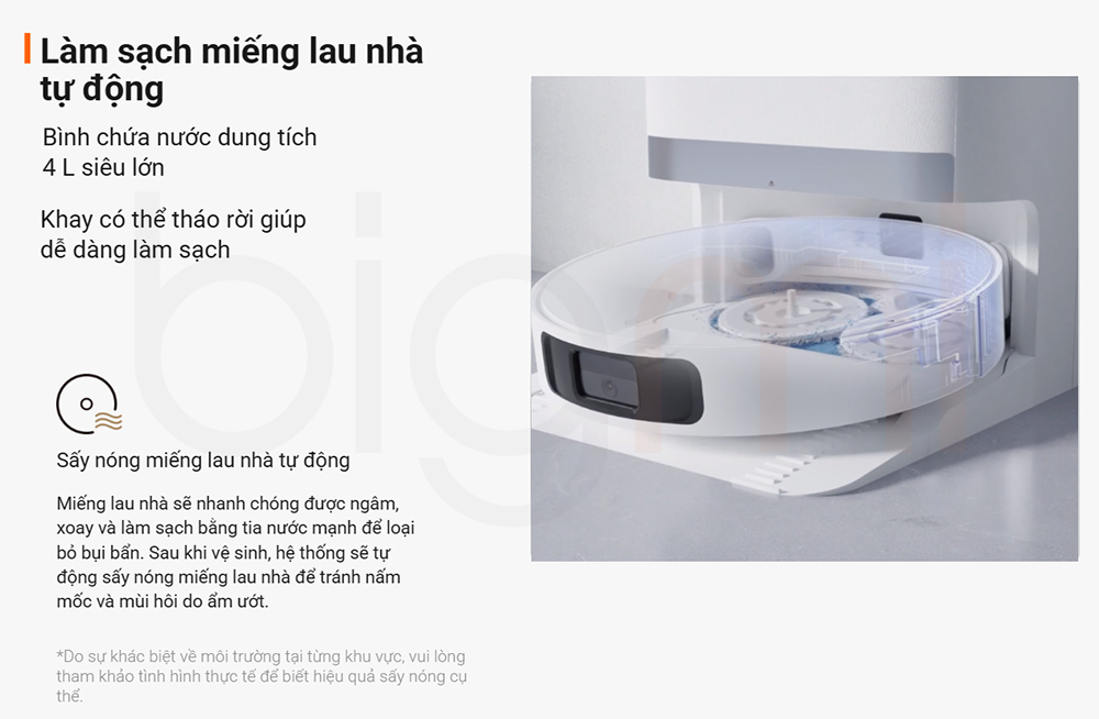 Robot hut bui lau nha Xiaomi Vacuum X20 X20 Plus lam sach va say kho gie lau nha tu dong