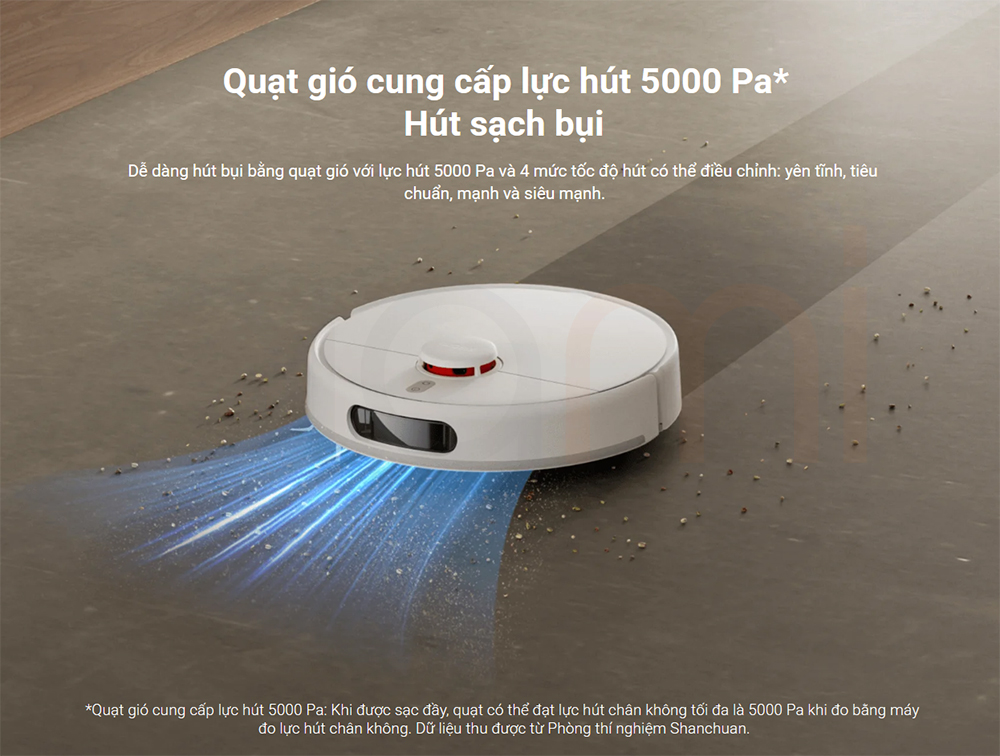 Robot hut bui lau nha Xiaomi Vacuum X20 co luc hut 5000 pa