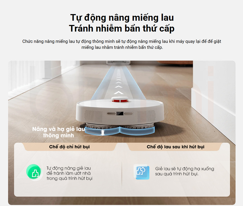 Robot hut bui lau nha Xiaomi Vacuum X20 tu dong nang ha gie lau thong minh