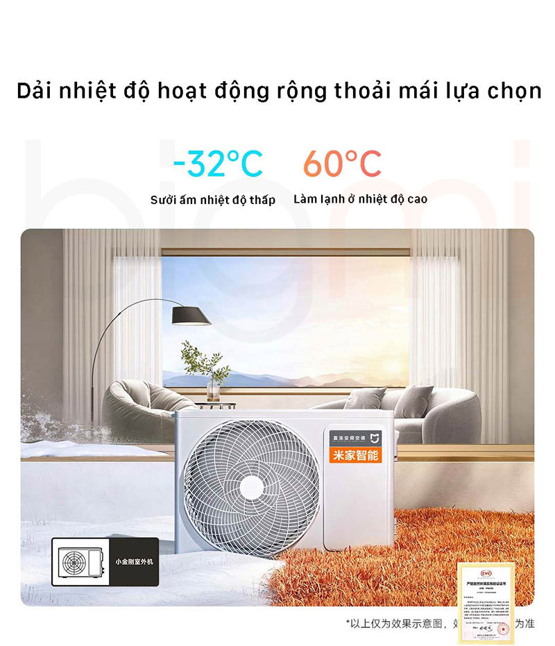Dieu hoa may lanh 2 chieu Xiaomi Mijia KFR 35GW M1A1 dai nhiet do dieu chinh cao