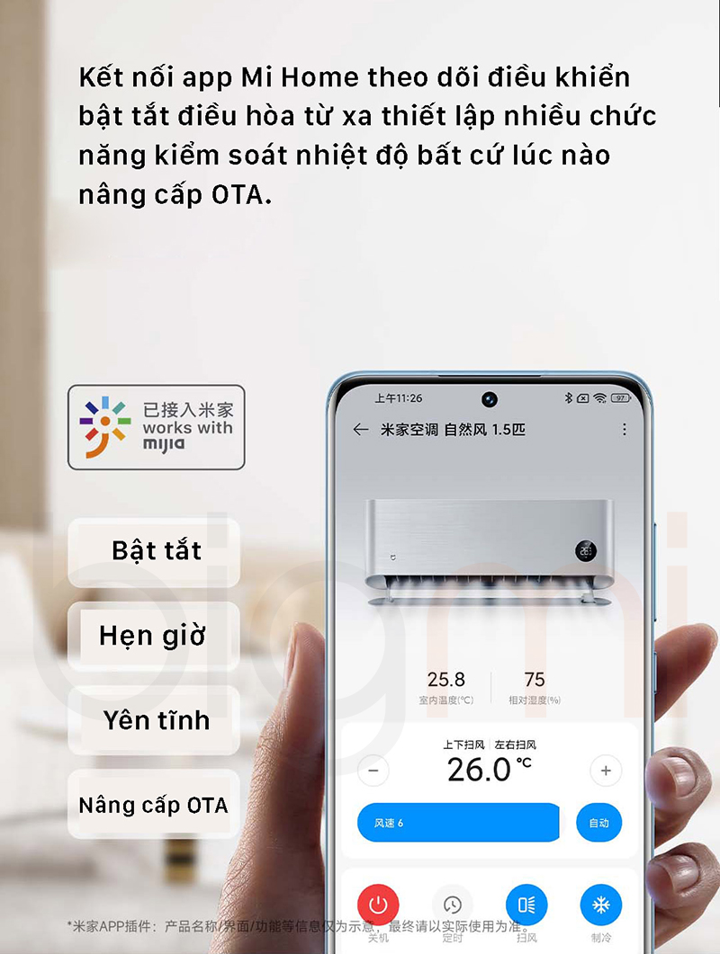 Dieu hoa may lanh 2 chieu Xiaomi Mijia KFR 35GW M1A1 ket noi app