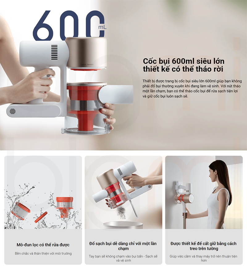 May hut bui Xiaomi G9 Plus BHR6185EU coc chua bui 600ml