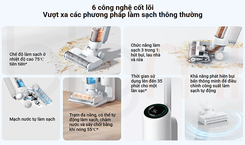 May hut bui Xiaomi Truclean W10 Ultra May hut bui lau nha kho va uot 6 tinh nang cot loi