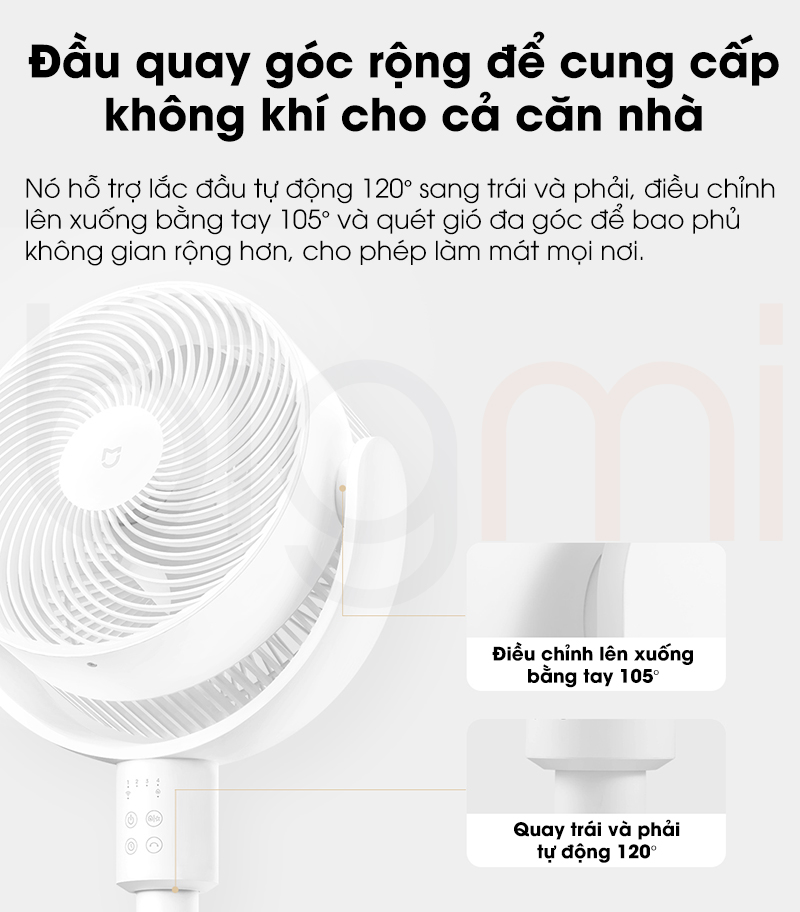 Quat doi luu Xiaomi Mijia BPLDS08DM dau quay goc rong 120 do