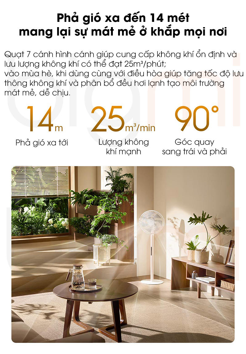Quat thong minh Xiaomi Mijia DC Pro BPLDS09DM 100 cap do gio suc manh quat