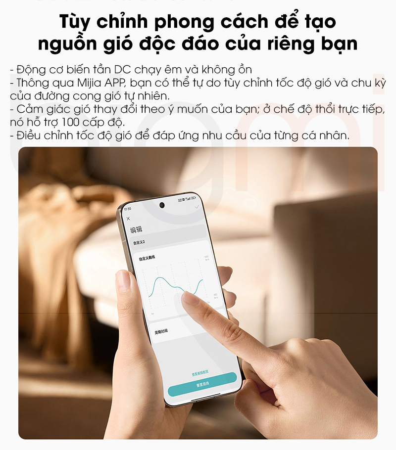 Quat thong minh Xiaomi Mijia DC Pro BPLDS09DM 100 cap do gio tuy chinh voi app
