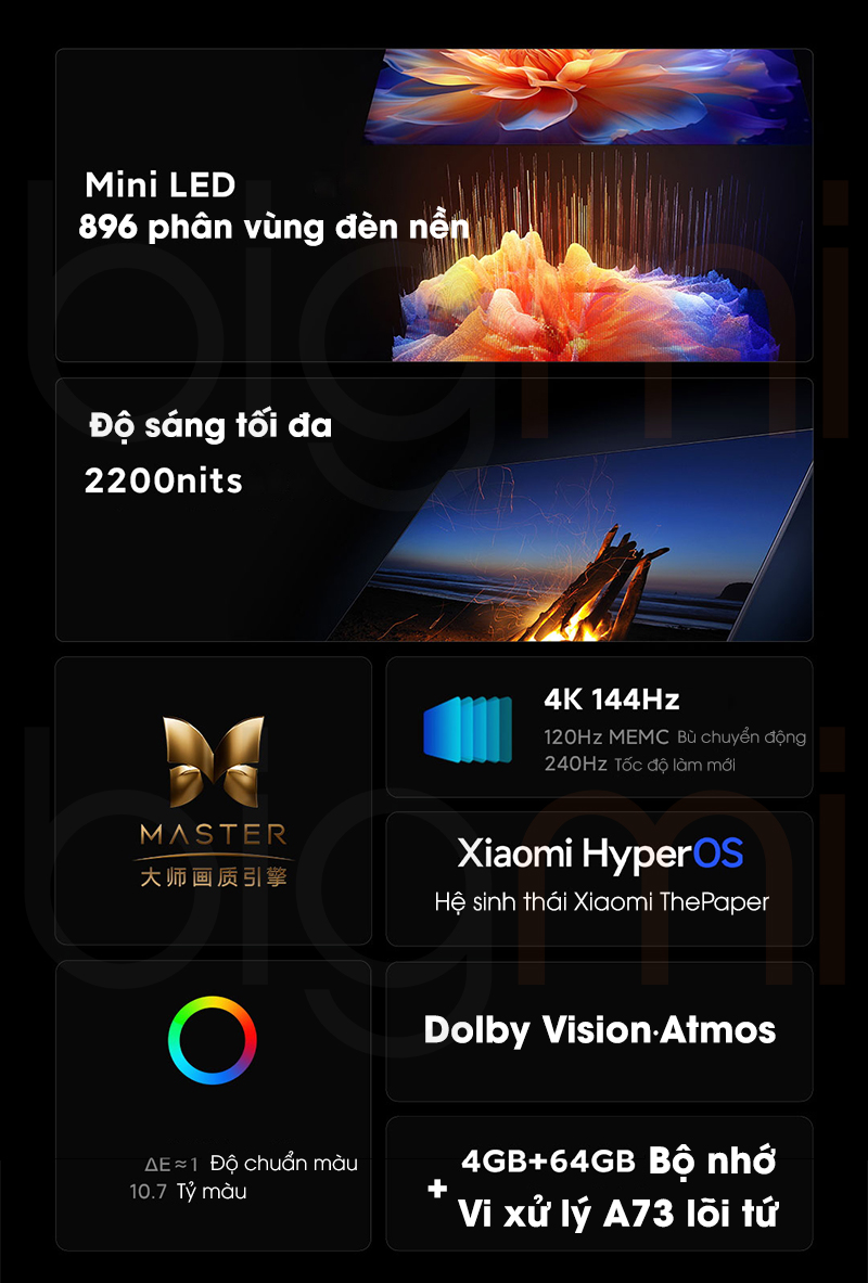 Smart Tivi Xiaomi S Pro 65 Mini LED 65 inch Ultra HD 2