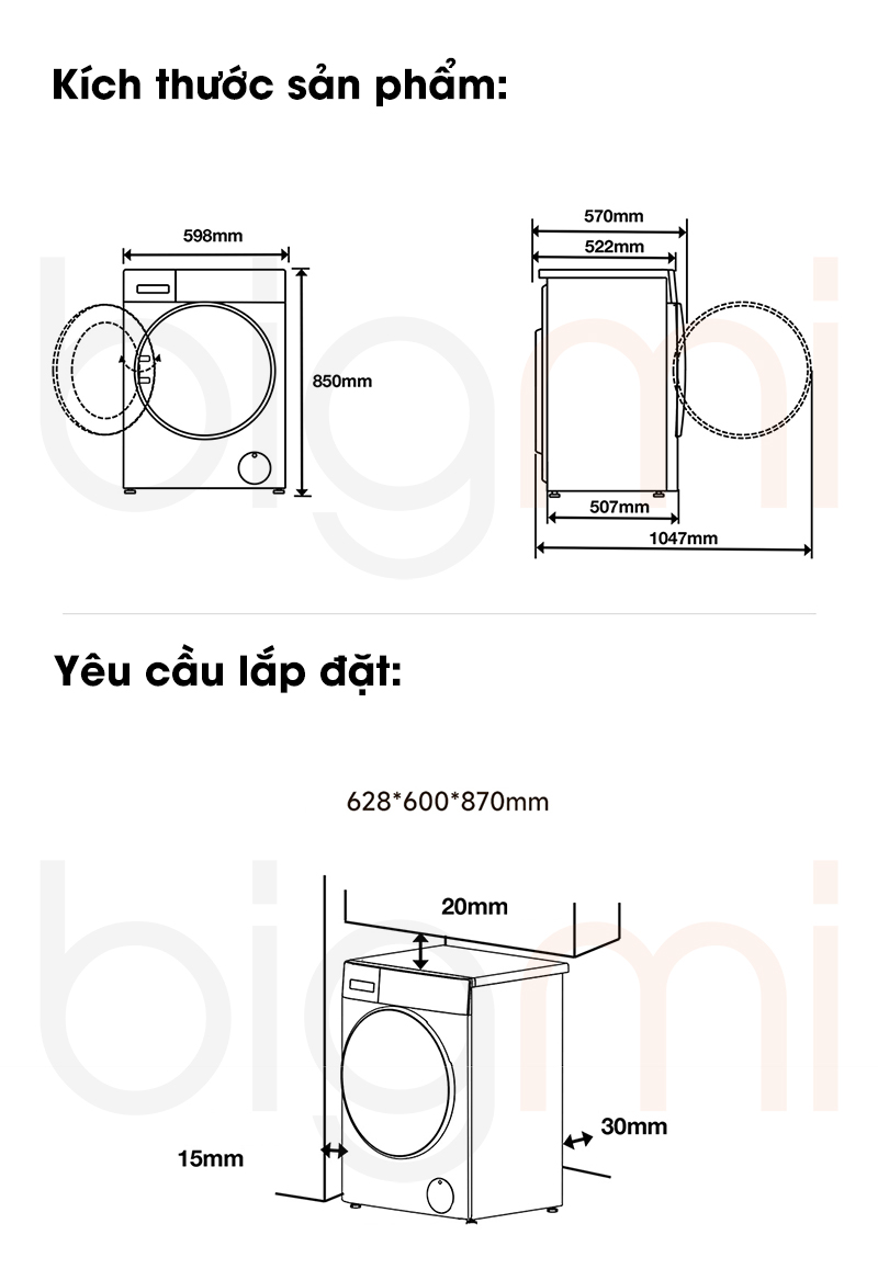 May giat say Xiaomi Mijia MJ103 XHQG100MJ103 model 2024 Giat 10Kg say 7kg bigmivn 13