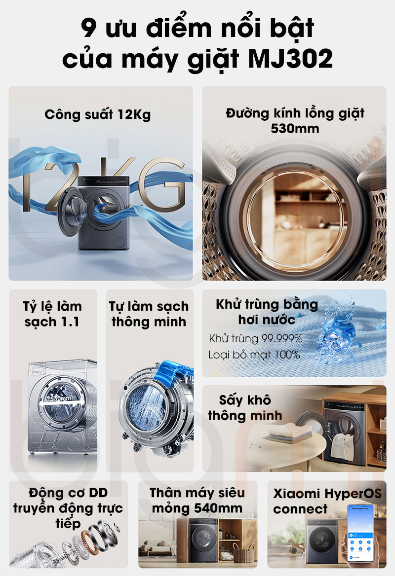 May giat say Xiaomi Mijia Pro Mj302 XHQG120MJ302 Giat 12Kg say 9Kg 2 1