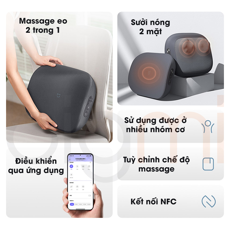 May massage lung Xiaomi Mijia 2 trong 1 kiem tua lung chuom nong ket noi app