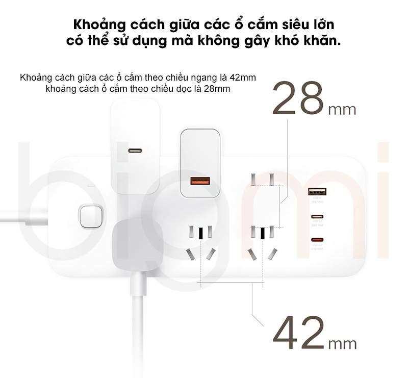 O cam dien Xiaomi 6 cong sac nhanh GAN 67W Power Strip CXB6 3QM 5 1