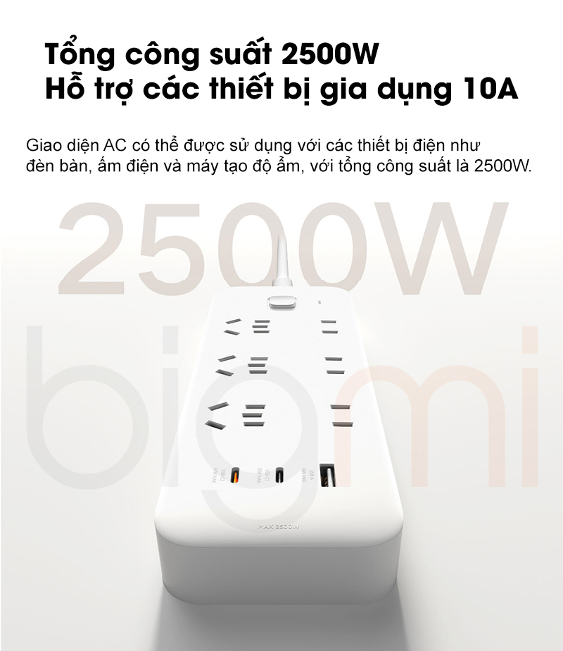 O cam dien Xiaomi 6 cong sac nhanh GAN 67W Power Strip CXB6 3QM 6 1