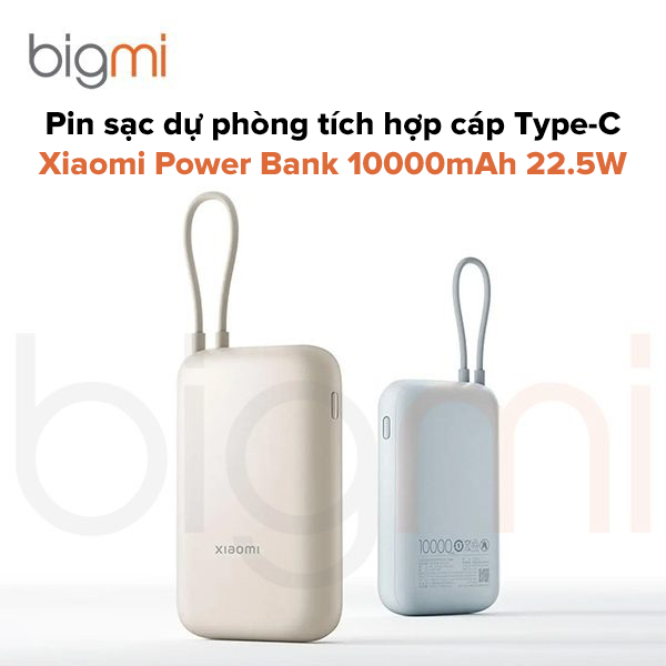 Pin sạc dự phòng Xiaomi Power Bank 10000mAh 22.5W tích hợp cáp Type-C