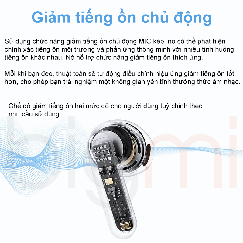 Tai nghe Bluetooth Xiaomi Redmi Buds 6s giam tieng on chu dong