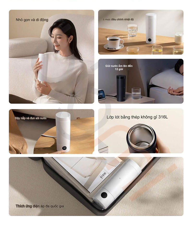 Binh dun nuoc giu nhiet Xiaomi Mijia 2 MJDRB02PL tinh nang