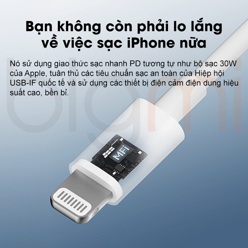 Bo sac nhanh GaN3 30W CUKTECH A18C kem day cap C to Lightning chuan MFi