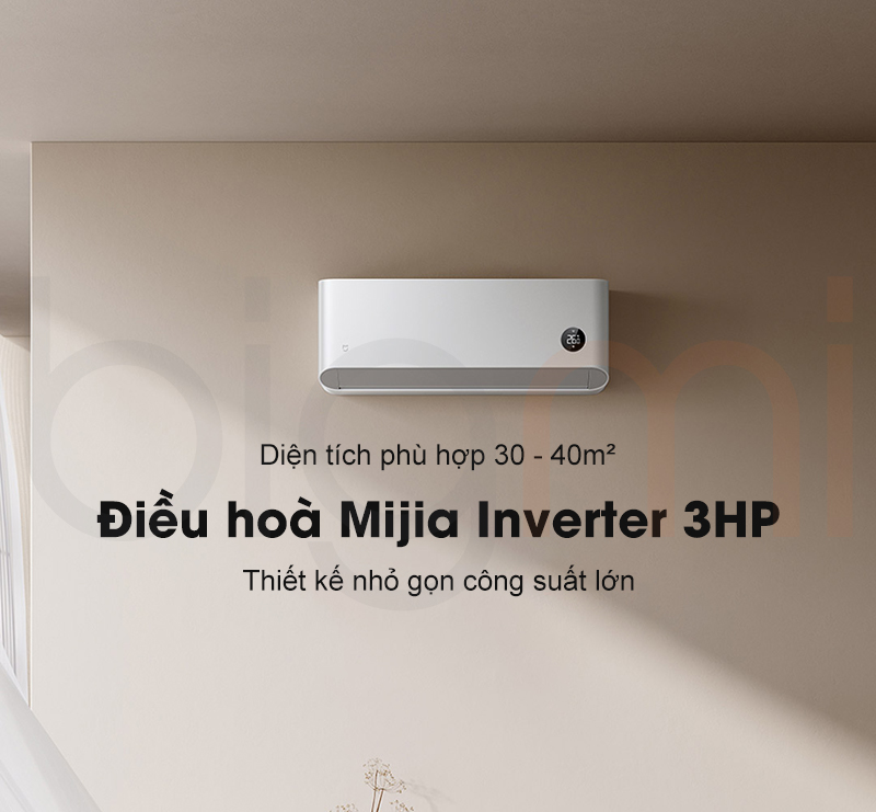 Dieu hoa 2 chieu Xiaomi Mijia Inverter N1A1 3HP 27000BTU dien tich lam viec